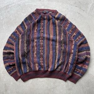 Vintage Lorenzo Coogi Style 3D Knit Sweater Mens Large Italy Textured